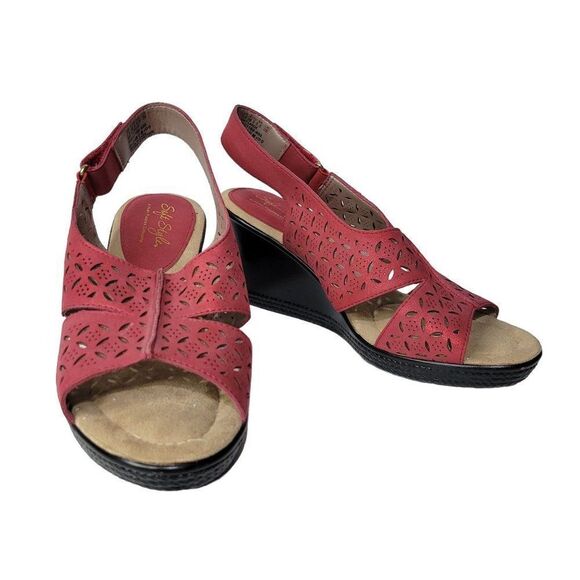 Soft Style by Hush Puppies Perforated Slingback Wedges (Size 7.5) - Picture 1 of 13